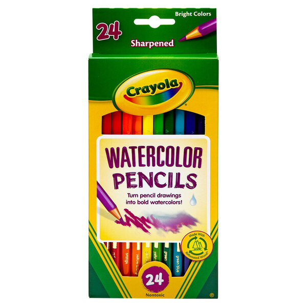 A box of 24 Crayola watercolor pencils.