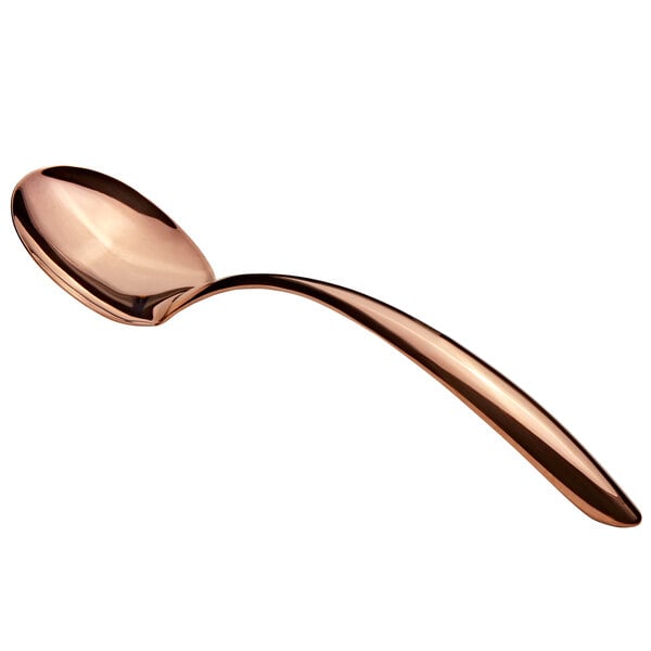A Bon Chef stainless steel serving spoon with a rose gold handle.