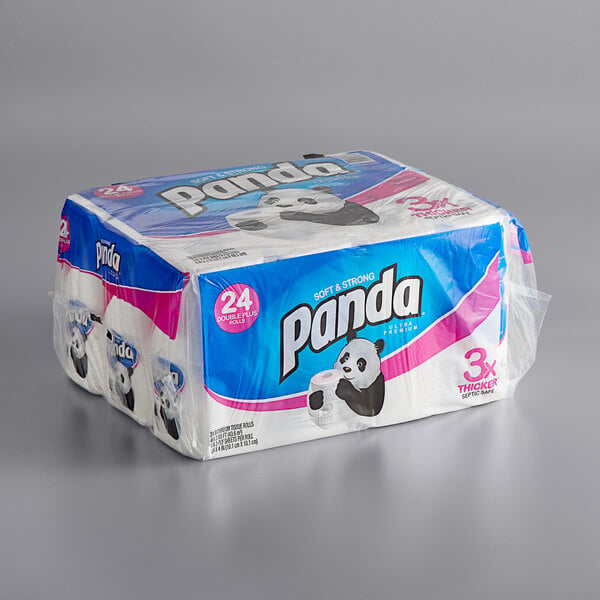 A package of 24 Panda 2-Ply Ultra-Premium bathroom tissue rolls.