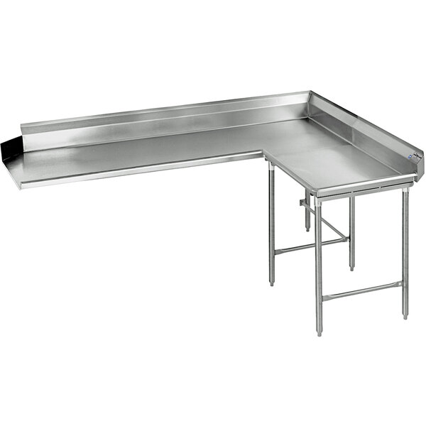 An Eagle Group stainless steel L-shape dishtable.