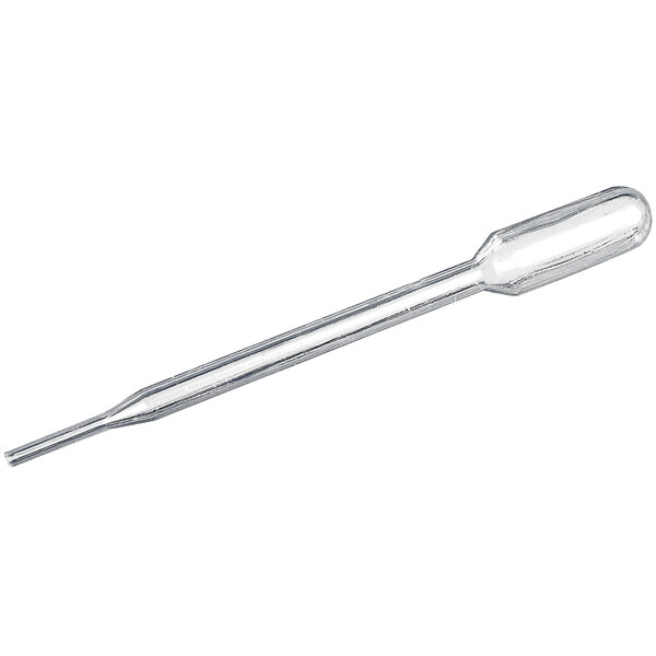 A clear plastic pipette with a clear tip.
