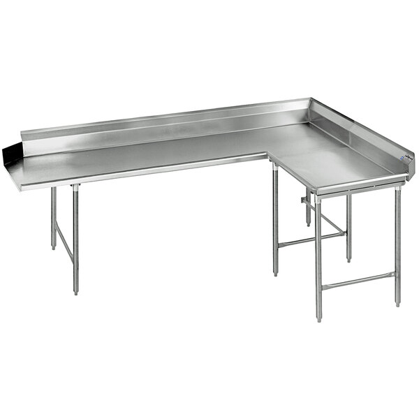 A stainless steel right side L-shape dishtable.