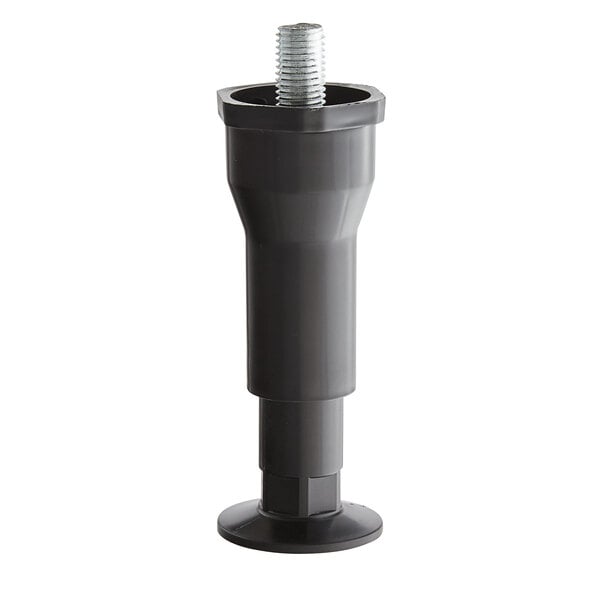 A black plastic cylindrical foot with a screw on top.