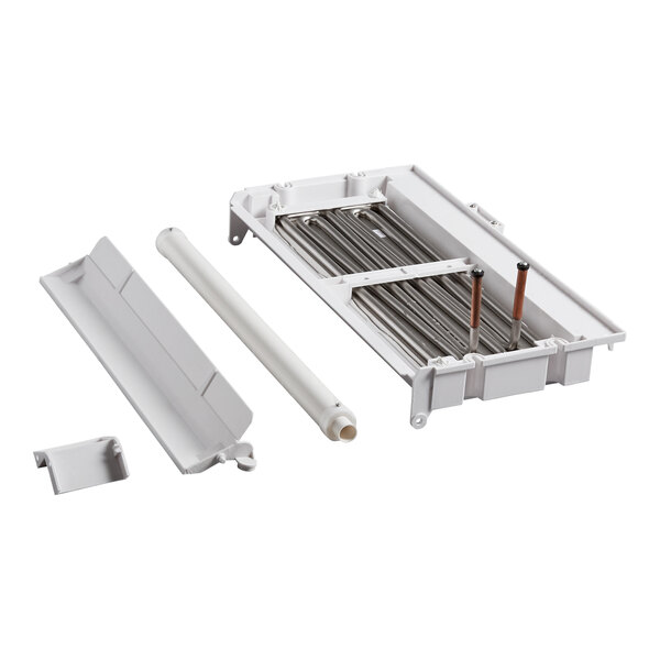 An Avantco white box with metal tubes and a metal bar inside.