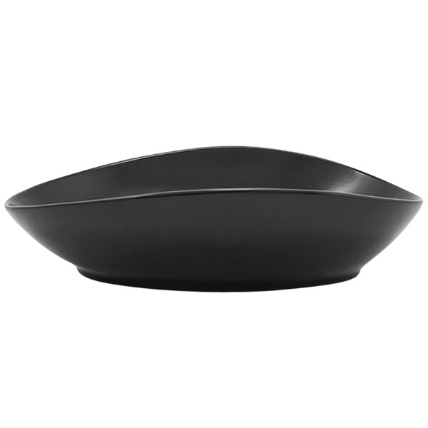 A Front of the House Tides semi-matte mussel oval porcelain bowl in black.