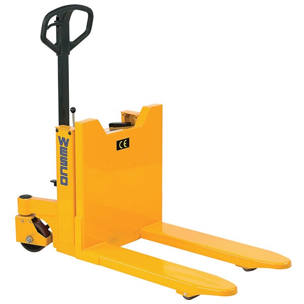 Wesco Industrial Products 272950 Ergonomic Pallet Truck with 90 Degree Tilting 21 1/2" x 31" Forks - 2200 lb. Capacity