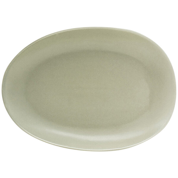 A white oval Front of the House Tides porcelain plate.