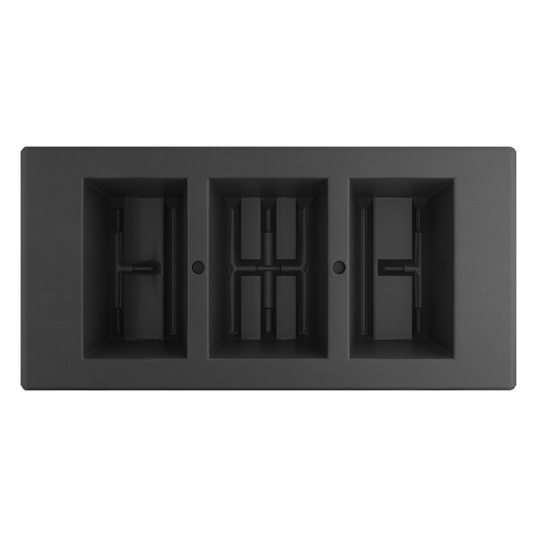 A black rectangular Regency end cap with three compartments.