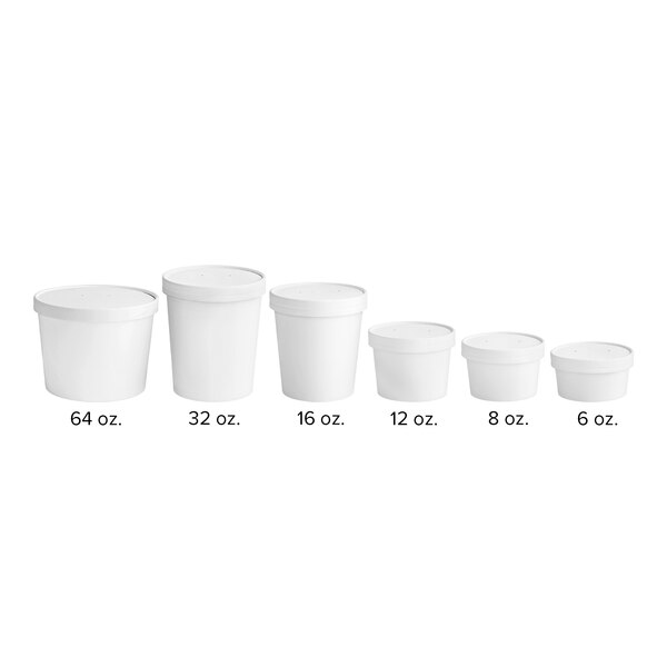Choice 8 oz. White Double PolyCoated Paper Food Cup with Vented Paper