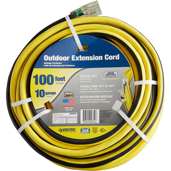 A roll of yellow and black Voltec 3-conductor extension cord.