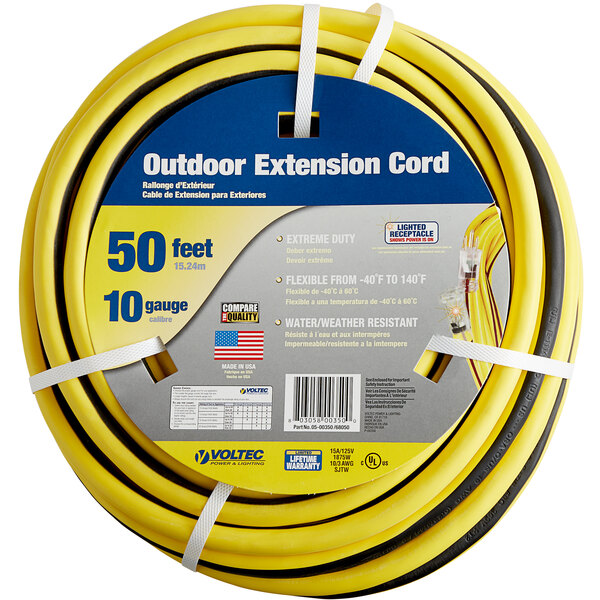 Voltec 0500350 50' Yellow/Black 10/3 3Conductor SJTW Extension Cord