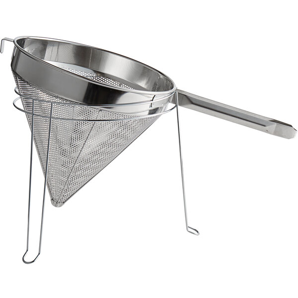 Choice 12" Coarse China Cap Strainer and Stand Set