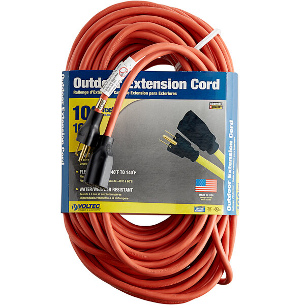 Voltec 0500110 100' Orange 16/3 3Conductor SJTW Extension Cord 300V