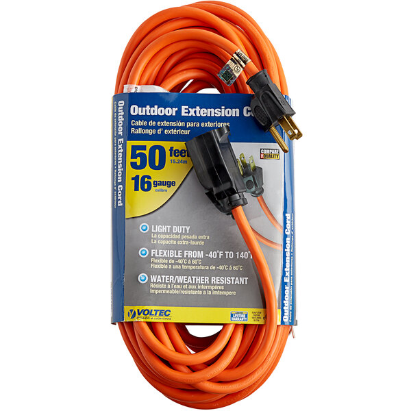 Voltec 0500109 50' Orange 16/3 3Conductor SJTW Extension Cord 300V