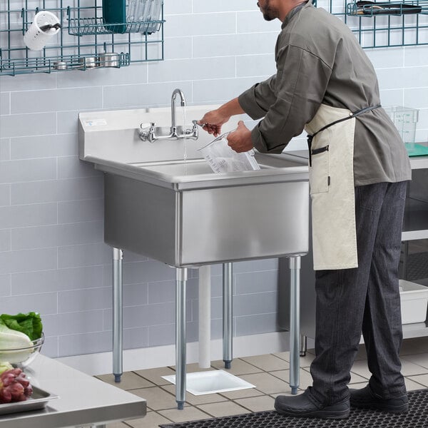 Steelton 30" 18-Gauge Stainless Steel One Compartment Commercial Sink with Faucet - 24" x 24" x 12" Bowl
