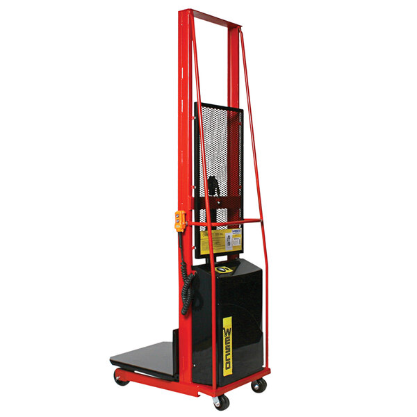Wesco Industrial Products 261027 1000 lb. Power Lift Platform Stacker with 32" x 30" Platform and 80" Lift Height