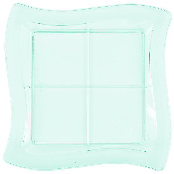 Fineline Tiny Temptations 6206-GRN 7 1/4" x 7 1/4" Tiny Tangents Disposable Green Plastic Tray - 120/Case