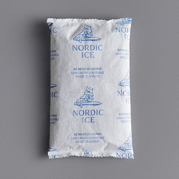 A white package of Nordic NS8 No Sweat Gel Cold Packs with blue text.