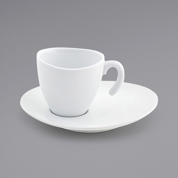 Front of the House DCS009WHP22 Ellipse 2 oz. White Porcelain Cup and ...