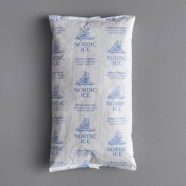 A white package of Nordic NS32 No Sweat Gel Cold Packs with blue text.