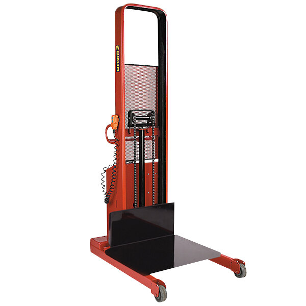 Wesco Industrial Products 261057 2000 lb. Hydraulic Power Lift Platform Stacker with 32" x 30" Platform and 68" Lift Height