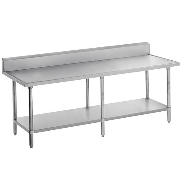 Advance Tabco VKS-249 Spec Line 24" x 108" 14 Gauge Work Table with Stainless Steel Undershelf and 10" Backsplash