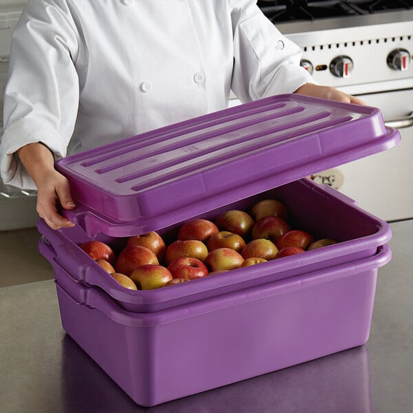 Vollrath 1535-C80 Traex® Color-Mate Purple Allergen-Free Food Storage Drain  Box Set with Raised Snap-On Lid - 20 x 15 x 9