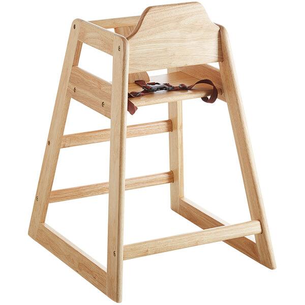 Commercial Restaurant Wood High Chair, Natural Finish