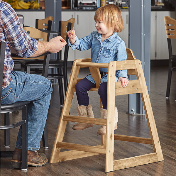 Baby High Chair Wooden Stool Infant Feeding Children Toddler Restaurant Brown 