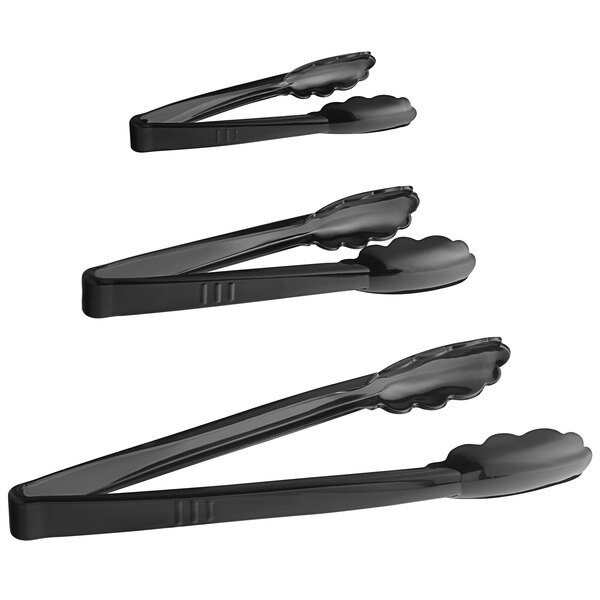 Visions 12" Extra HeavyDuty Black Disposable Polypropylene Tongs