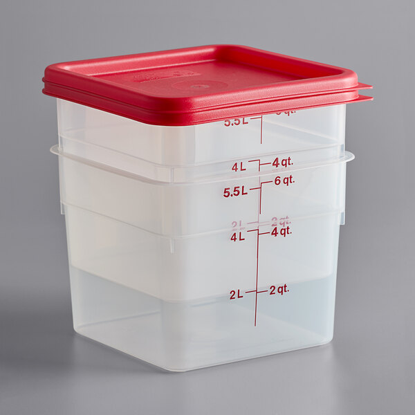Cambro 6SFSPPSW2190 CamSquares 6 Qt. Translucent Square Food Storage