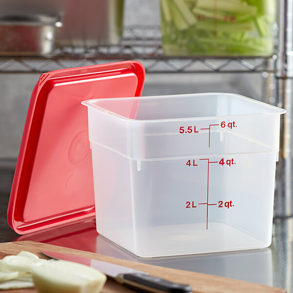6 Quart Cambro Set of 2 Square Food Storage Containers with Lids 