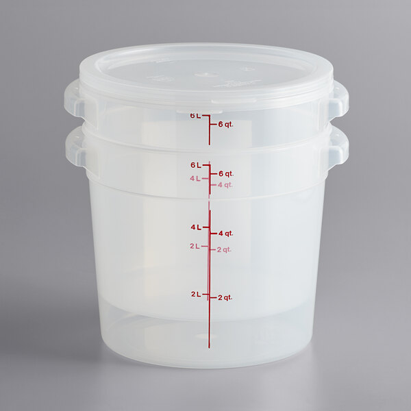 Cambro RFS6PPSW2190 6 Qt. Translucent Round Food Storage Container with