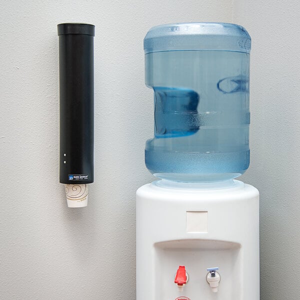 San Jamar Pull Type Wall Mounted Water Cup Dispenser 4-10 oz Cone & Flat Cups 