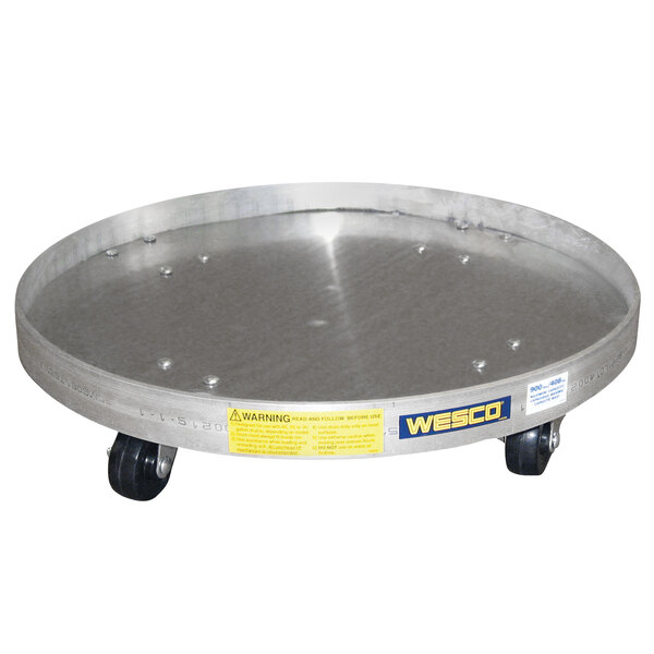 Wesco Industrial Products 900 lb. 24" Aluminum Dolly with Solid Base and 3" Rubber Casters for 35 and 55 Gallon Steel Drums 240043