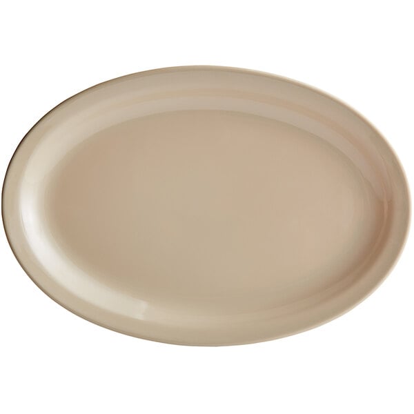 Set of 6 11-1/2"x8" PLATTER MELAMINE RESTAURANT Oval Dinner Plate WHITE OR TAN 