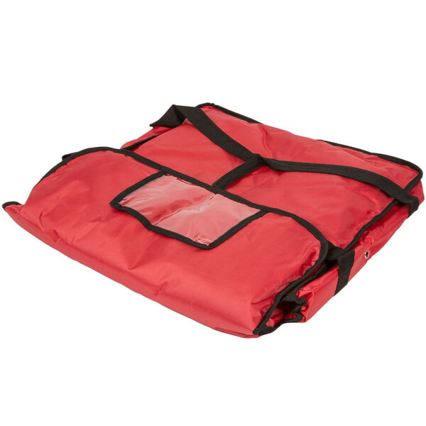 American Metalcraft PBDX1805 Standard Red Nylon Pizza Delivery Bag, 18" x 18" x 5" - Holds Up To (2) 16" Pizza Boxes