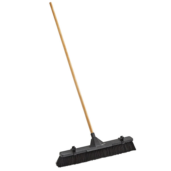 Rubbermaid 2040000 24" Plastic Push Broom with Tampico Bristles and Hardwood Handle