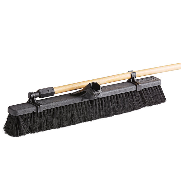 Rubbermaid 2040000 24" Plastic Push Broom with Tampico Bristles and Hardwood Handle
