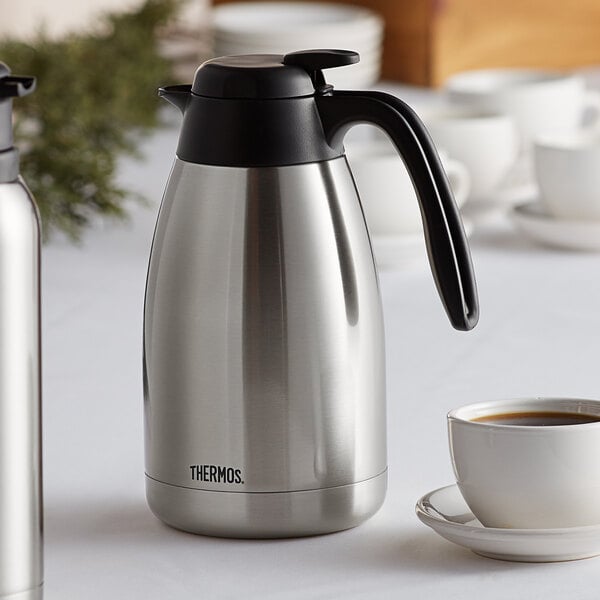 Double Walled Vacuum Thermos Coffee Jug 77 Oz Silver Black Velaze 2.2 Litre Premium Stainless Steel Thermal Coffee Carafe 24 Hour Heat Retention 