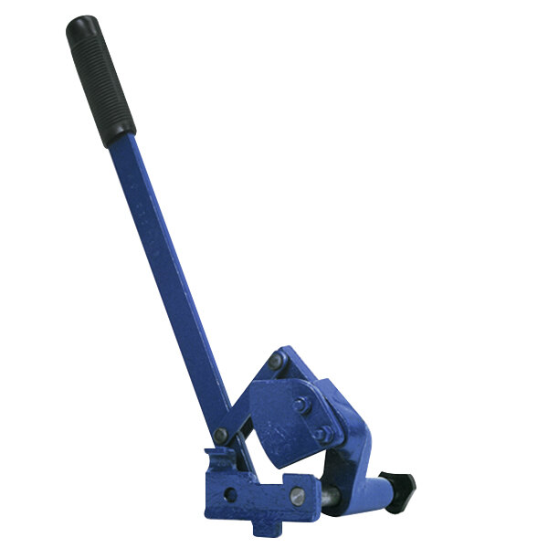 A blue metal Wesco Industrial Products manual drum deheader with a black handle.