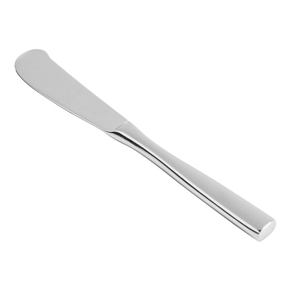 A Fortessa Lucca stainless steel butter knife with a silver finish.
