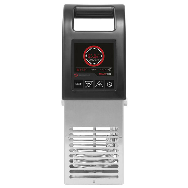 A black and silver Sammic SmartVide7 sous vide immersion circulator head with a digital display.