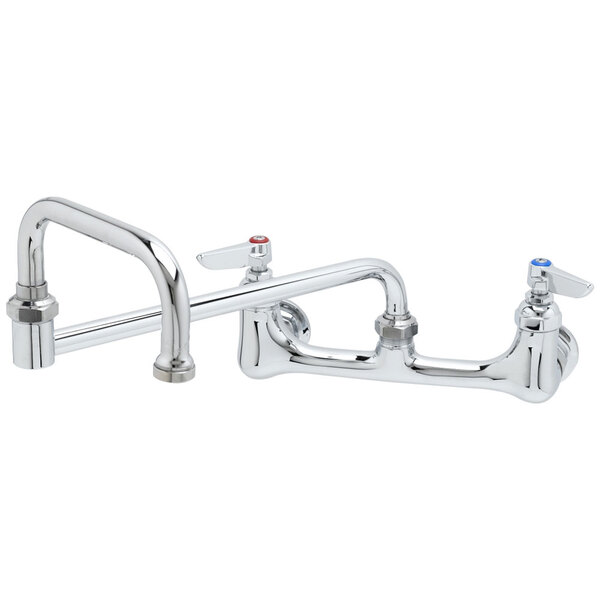 T&S B-0266 Wall Mounted Pantry Faucet with 8" Adjustable Centers, 15" Double-Jointed Swing Nozzle, and Eterna Cartridges
