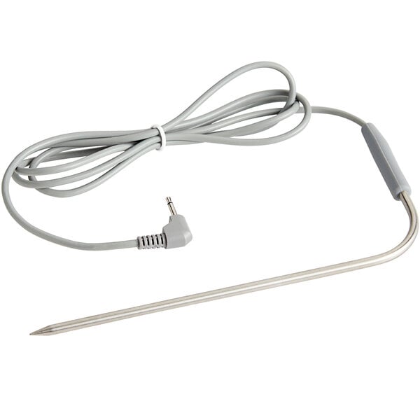 A grey wire with a white cord and a metal tip.