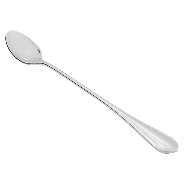 A Fortessa Forge stainless steel iced tea spoon with a silver handle.