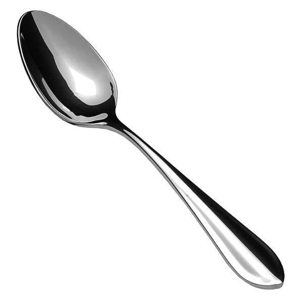 A Fortessa Forge stainless steel coffee spoon with a silver handle and spoon.