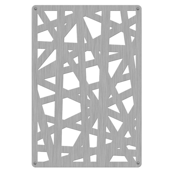 A stainless steel panel with an intermingle design.