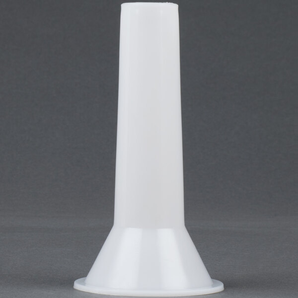 A white plastic cylindrical stuffer tube with a white cap.
