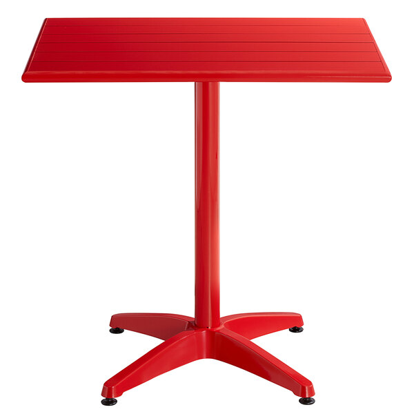24" x 32"  Rectangular Red Aluminum Indoor and Outdoor Restaurant Patio Table 